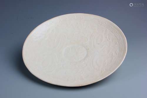 A Chinese Carved Dingyao  Dish