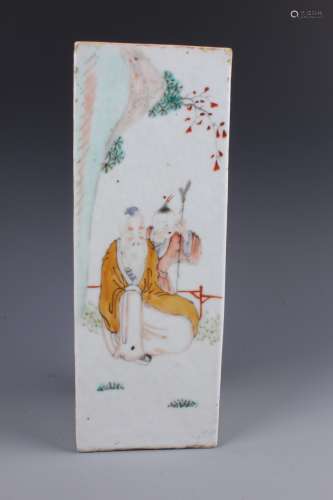 A Chinese Polychrome Enameled porcelain square shaped vase