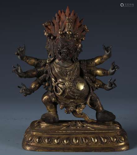 A Chinese Gilt Bronze Figure of Mahakala