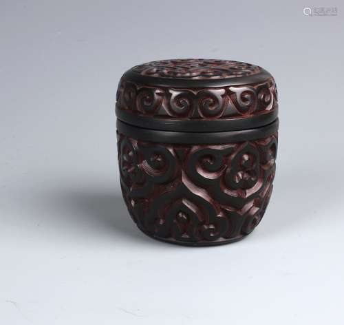 A Chinese Cinnabar  Lacquer Circular Box