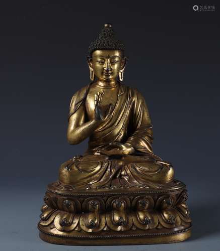 A Chinese Gilt Bronze Figure of Sakyamuni