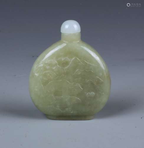 A Chinese Celadon  Jade Snuff Bottle