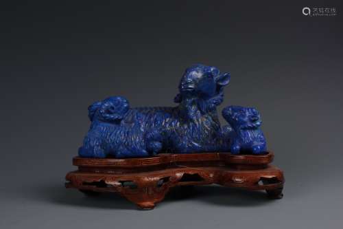 A Chinese  Lapis  Carving of Three Goat