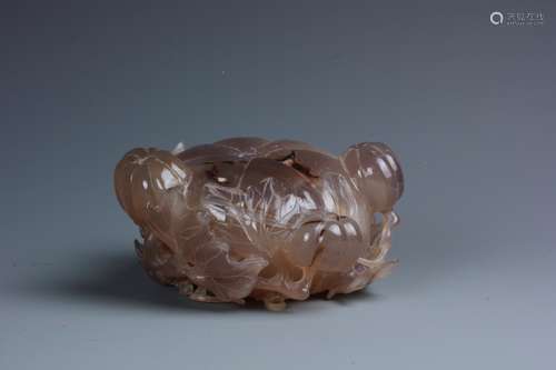 A Fine Chinese  Agate  Carving with Melon Vines