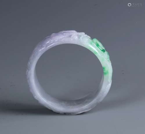 A Natural Chinese Carving Jadeite Bangle