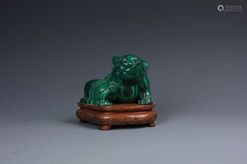 A Chinese Carved Malachite Mythical Beast