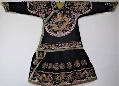 Chinese Imperial Silk Embroidered Dragon Robe