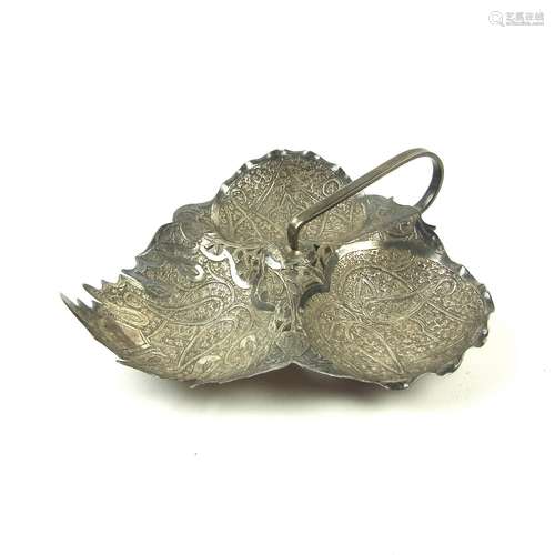 An Indian Colonial silver condiment dish, Kashmir, Northern India, circa 1880.