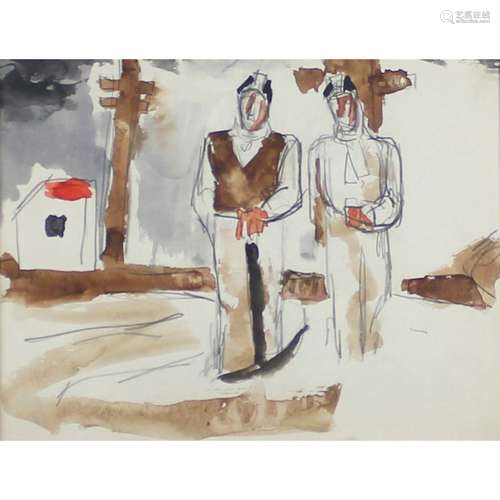 Herman, Josef 1911-2000 Polish/British AR, Two Figures.