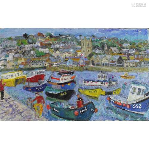 Weir, Linda Mary b1951 British AR, High Tide early Summer, St Ives Harbour.