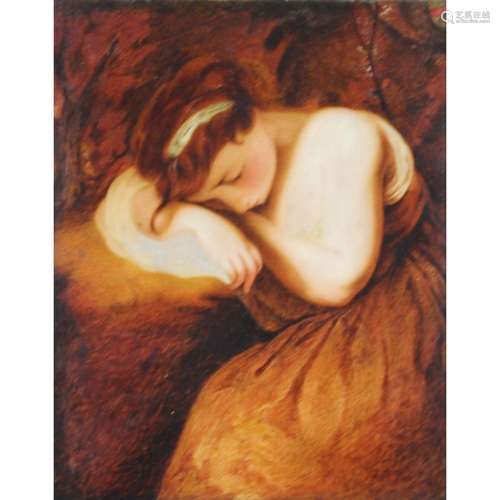 After Sir Joshua Reynolds, Mrs Minnis Nineteenth Century British. Sleeping Girl.