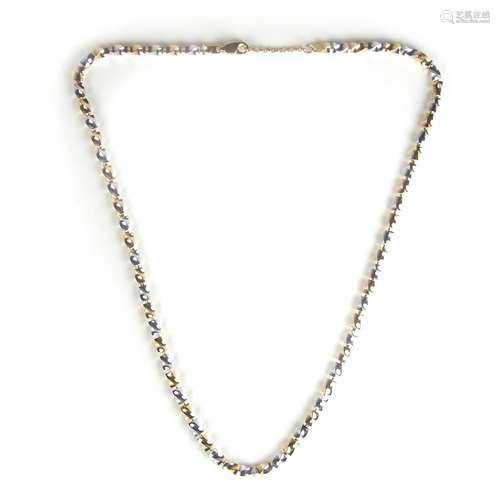 18 ct yellow and white gold necklace.