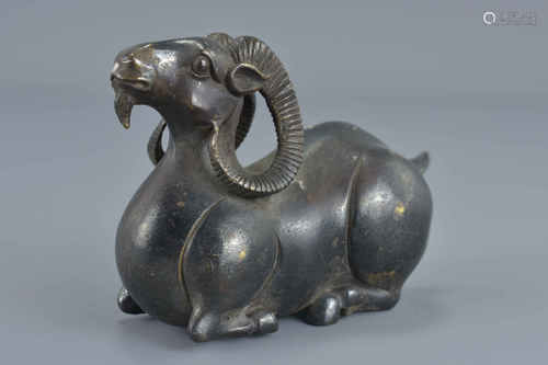 Persian Bronze Figure of a Ram, 11cms long x 7.5cms tall