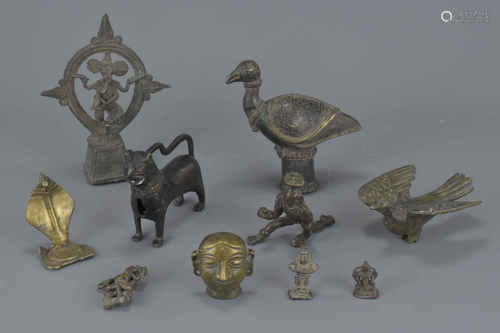 A group of ten various Eastern bronze metal items. 2.5cm – 16cm