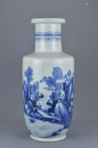 A Chinese 19th century blue and white porcelain vase. 47Cm tall