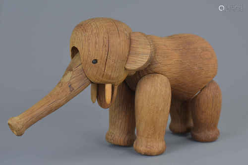 Danish 1950's Kay Bojesen Wooden Teak Articulated Elephant marked to foot ' Kay Bojesen Denmark Copy