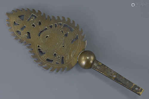 Asian 19th / 20th century Bronze Fitting with Pierced Dragon Design, 34cms long