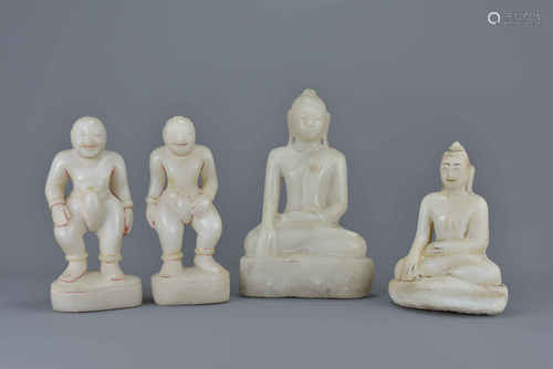 A group of four Indian alabaster figures.