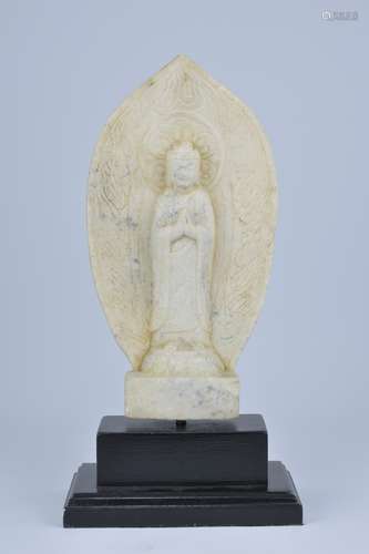 A Wei Dynasty style Chinese Buddha on later stand. 37cm with stand