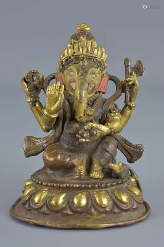 Indian Bronze Figure of Hindu God Ganesh, 10cms