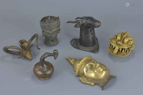 A group of six various Eastern bronze metal items. 6Cm – 11cm