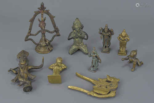 A group of nine various Eastern bronze metal items. 6Cm – 13cm