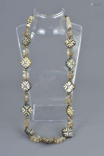 Ethnic Stone and Rock Crystal Necklace, approximately 60cms long