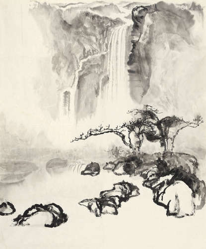 刘海粟(1896-1994)高山奇石 水墨纸本 纸片(画稿)