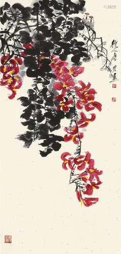唐云(1910-1993)枝头细思量 设色纸本 立轴