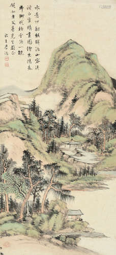 王学浩(1754-1832)青绿山水 设色纸本 镜片