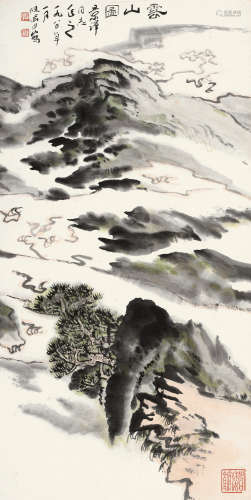 陆俨少(1909-1993)云山图 1980年作 设色纸本 立轴
