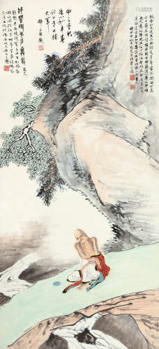 荀慧生(1900-1968)梅兰芳(1894-1961)罗汉 1944年作 设色纸本 立轴