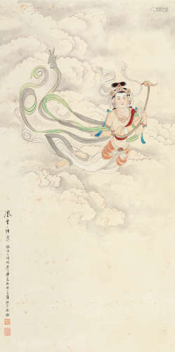 孙宗慰(1912-1979)凤首一弦琴 设色纸本 立轴