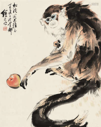 刘继卣(1918-1983)猴 1977年作 设色纸本 立轴