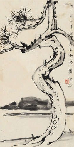 吕凤子(1886-1959)松风图 1941年作 水墨纸本 托纸