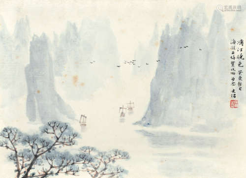 宋文治(1919-1999)漓江晓色 1983年作 设色纸本 镜框