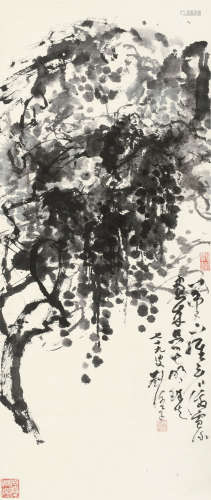 刘海粟(1896-1994)墨葡萄 1987年作 水墨纸本 立轴