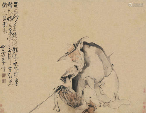黄慎(1687-1770)渔父 水墨纸本 镜片