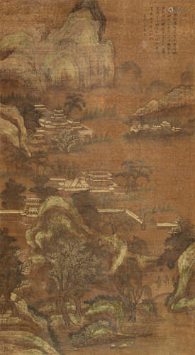 文征明(1470-1559)山水 1535年作 设色绢本 立轴