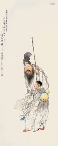 钱慧安(1833-1911)人物 设色纸本 立轴