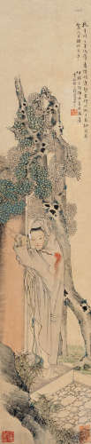 钱慧安(1833-1911)人物 设色纸本 立轴