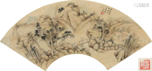 卞文瑜(1576-1655)仿董其昌山水 水墨纸本 扇面