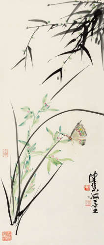 陈佩秋(b.1922)蝶恋花 设色纸本 托纸