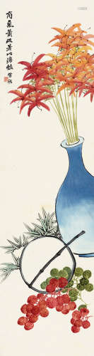 赵士鸿(1879-1954)瓶花 设色纸本 立轴
