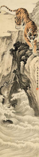 房毅(1889-1979)王者临渊 设色纸本 立轴