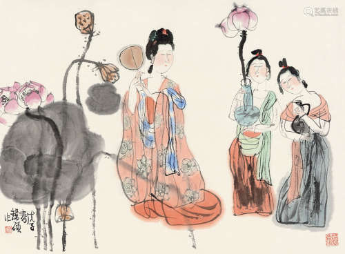 韩硕(b.1945)唐人诗意 2008年作 设色纸本 立轴