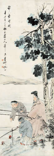 倪田(1855-1919)爱鹅图 1901年作 设色纸本 立轴