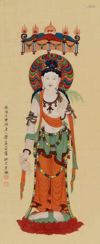 孙宗慰(1912-1979)唐人壁画像 设色绢本 镜片