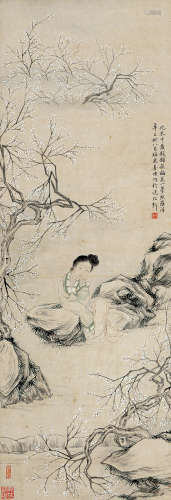 姜曛(1764-1821)人物 1821年作 设色纸本 立轴