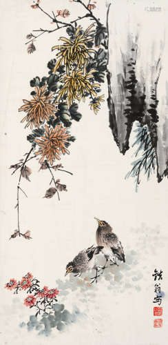 龚铁梅(1877-1969)花鸟 设色纸本 立轴
